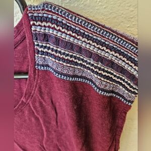GAP Red and Blue Embellished Cap Sleeve Blouse